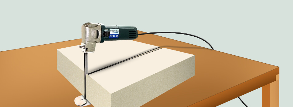 Continue cutting the foam until the endpoint of the marked line